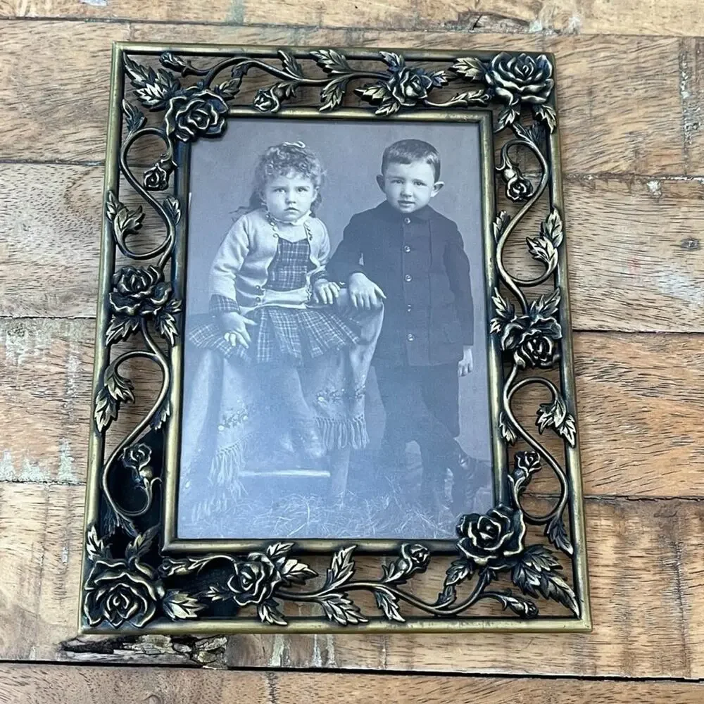 Connoisseur Openwork Rose Floral Metal Picture Frame 3.5 x 4.5